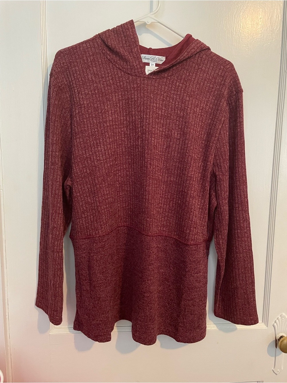 Stem & Vine Marled Burgundy Crewneck Sweater - 2X